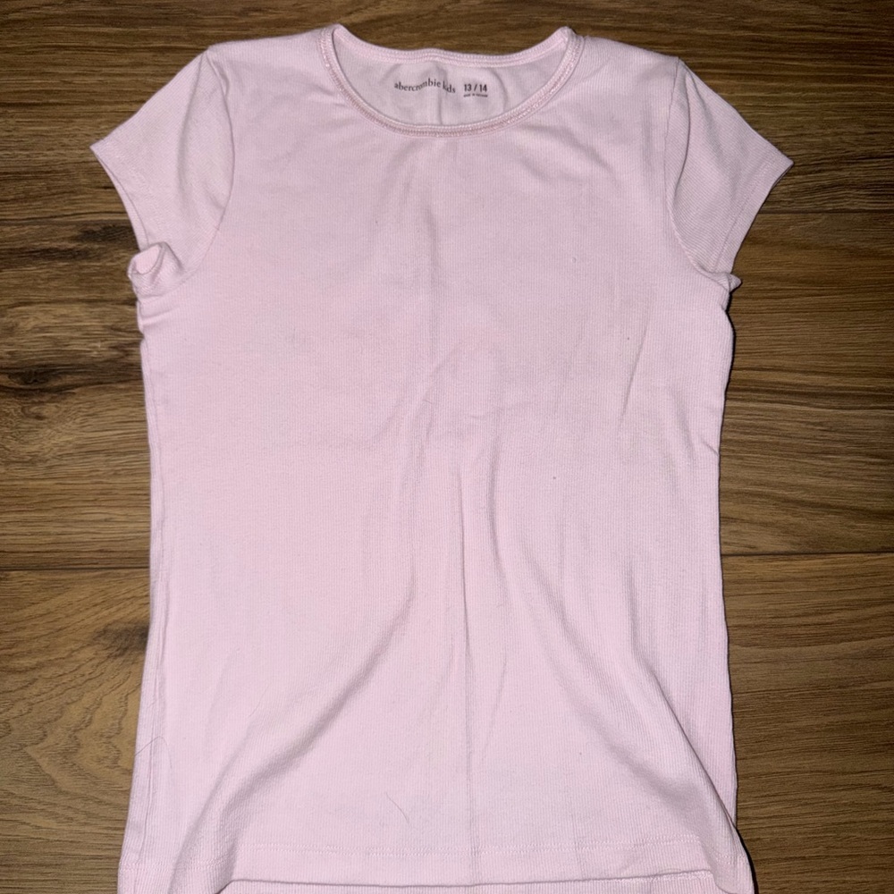 abercrombie kids Pale Pink Ribbed Short Sleeve Tee